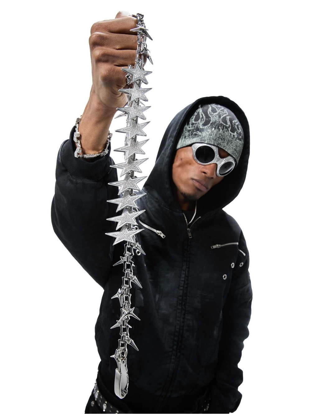 Silver Star-Link Men's Chain Belt - Streetwear Accessory